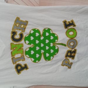 HYBRID Apparel Pinch Proof Gold Glitter Clover V Neck TShirt Top